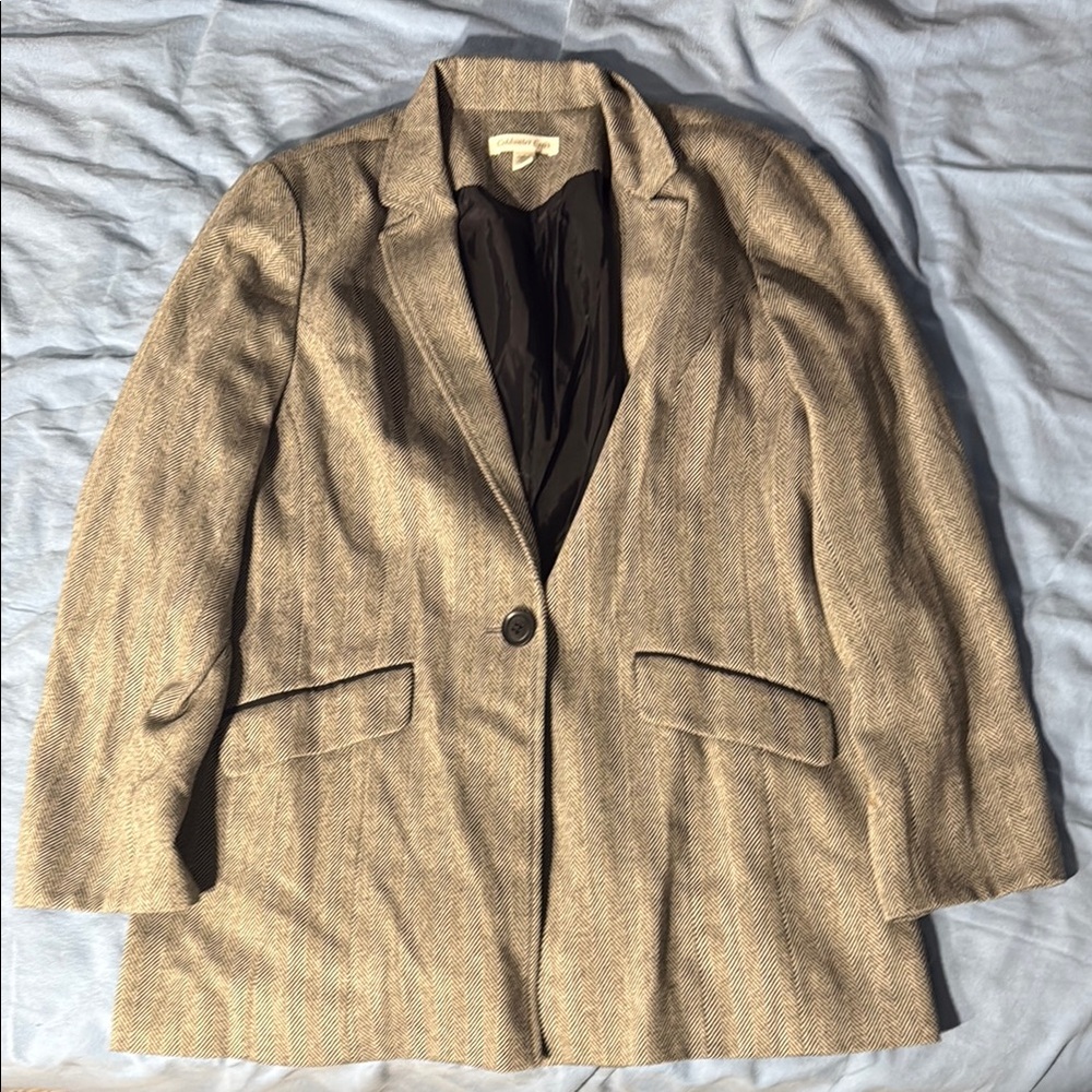 Coldwater Creek Tan Blazer Tailored Fit Linen